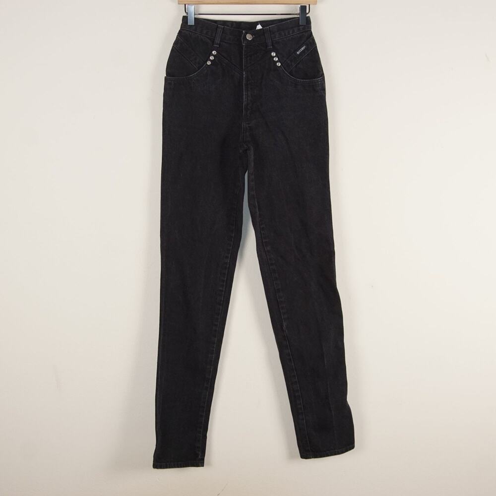 VTG Rockies Rocky Mountain High Waist Straight Leg Black Jeans Womens 28 x 36
